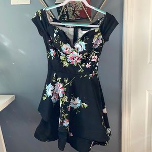Adorable black dress with flowers from Macy’s.